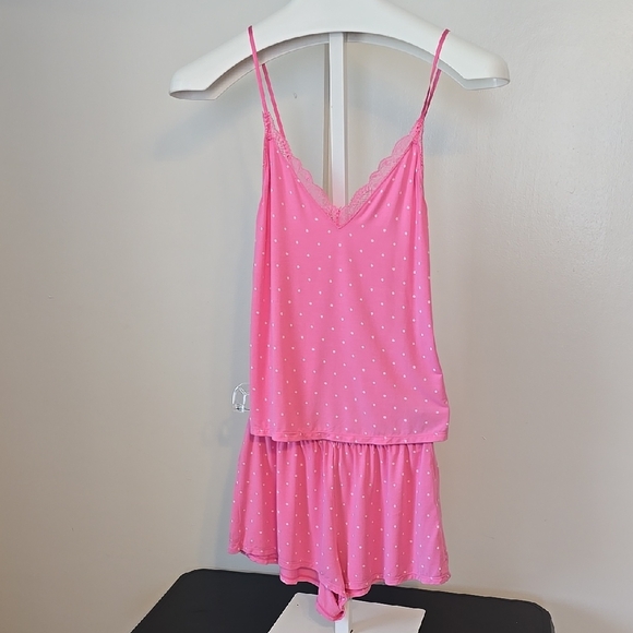 VS Heavenly XS Pink Polka Dot Women's Sleepwear Set - Picture 3 of 8